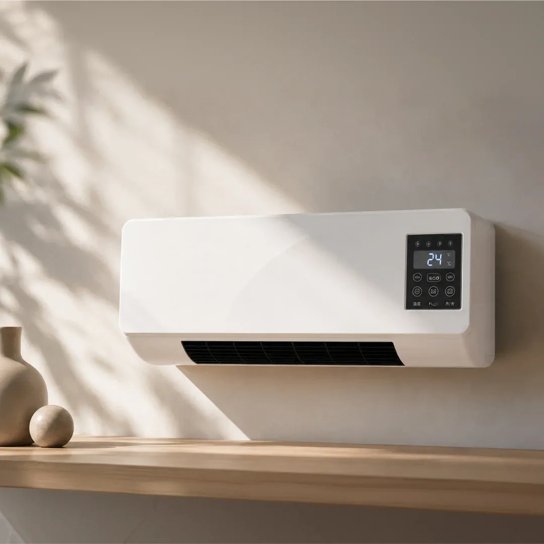 LifeGauge Breeze montato sopra una mensola in legno, ambiente luminoso